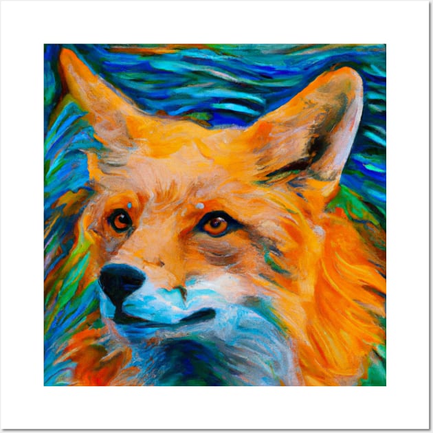 Beautiful Fox Oil Painting in the Style of Van Gogh Self Portrait Wall Art by GregFromThePeg